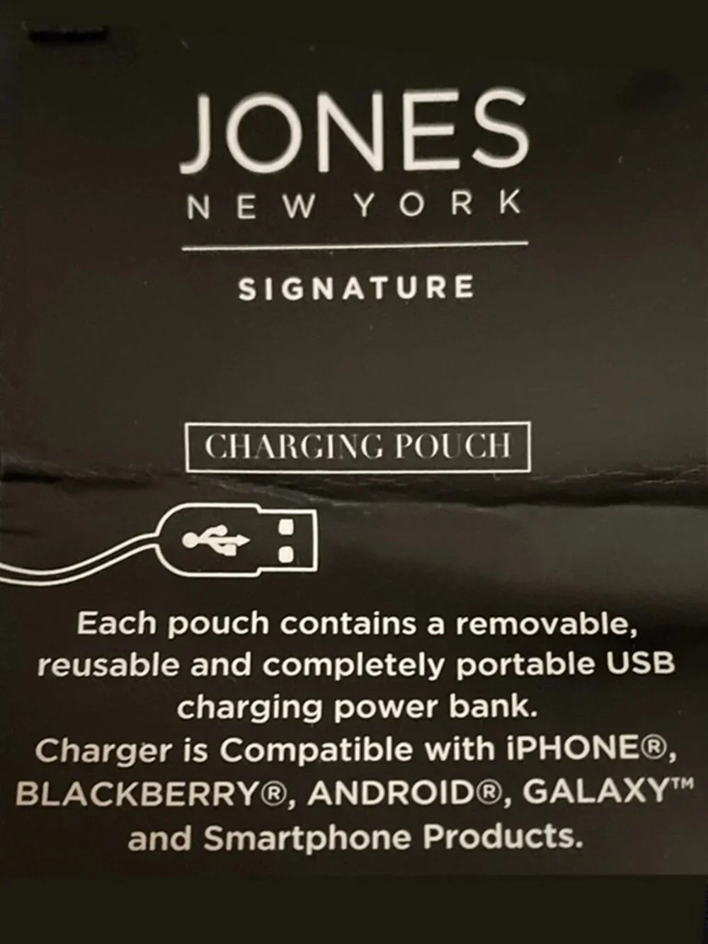 Jones New York Signature Black Charging Pouch Clutch w/Power Bank Vintage NWOT